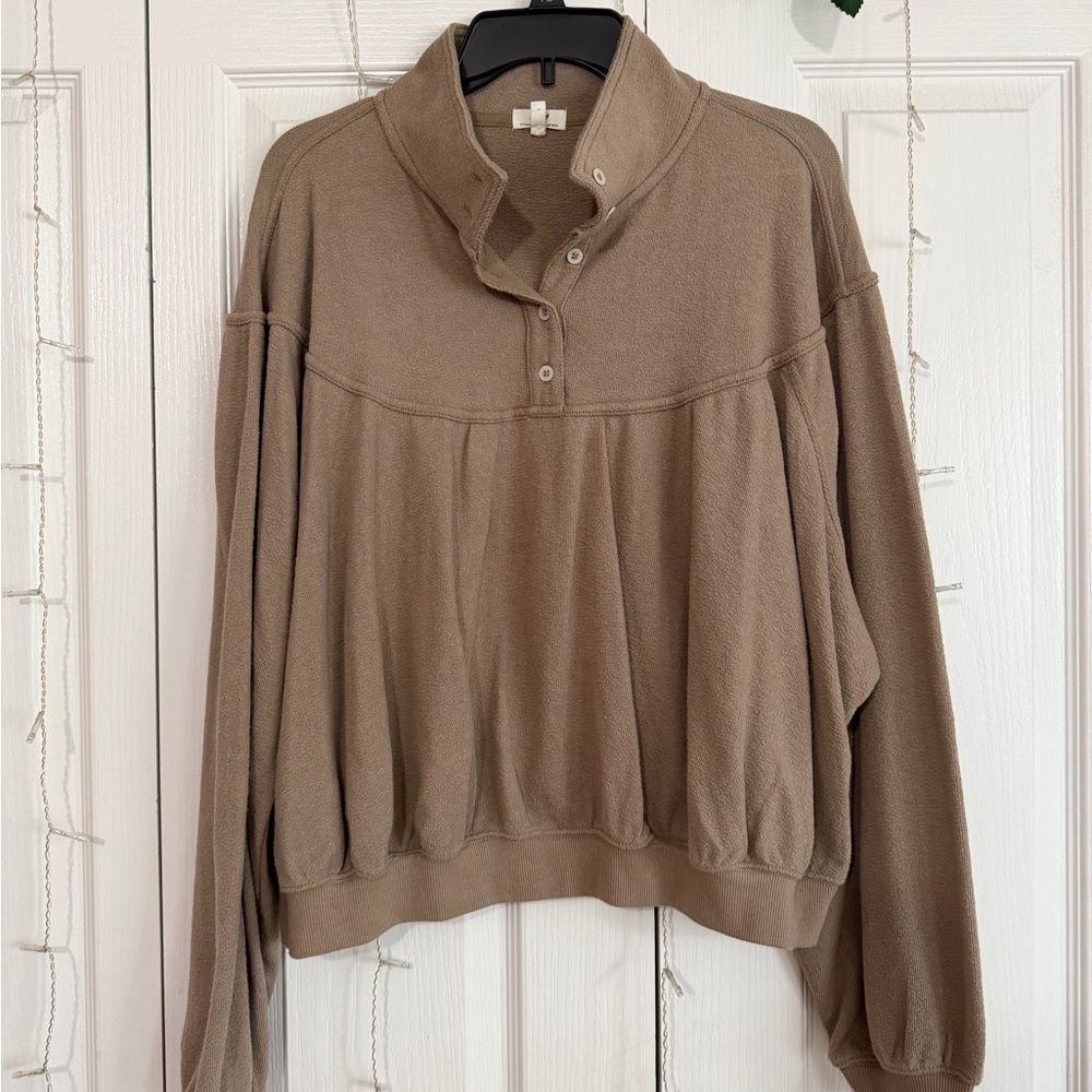 Aerie Cropped Button-Up Sweatshirt